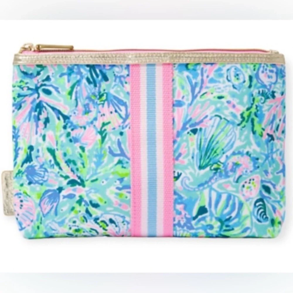 Lilly Pulitzer Surf Blue Soleil Clutch NWOT - Picture 4 of 6